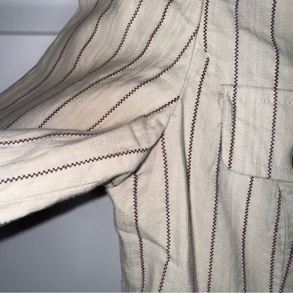 Tibi Women’s Striped Cotton Blazer‎ Jacket Beige Brown Button Front Size 2 - Picture 7 of 12